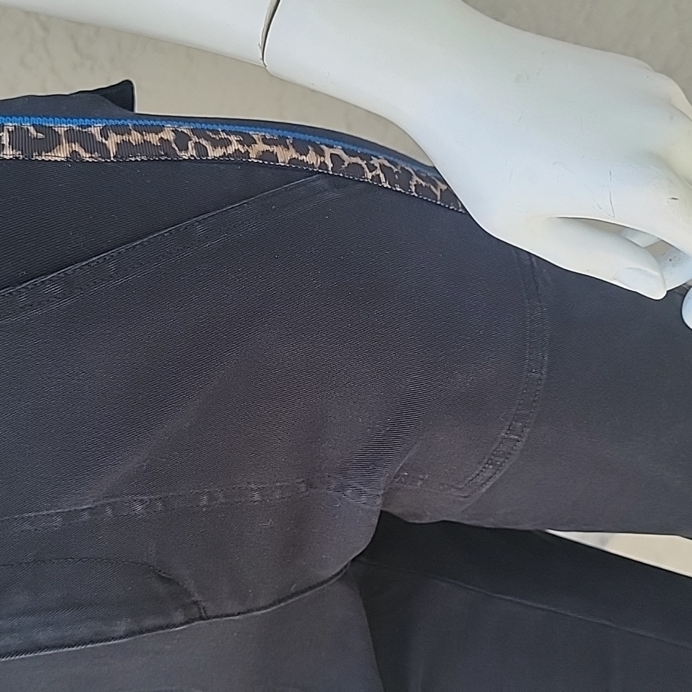 Pam & Gela black cargo jogger moto pants leopard and blue racer stripe size 26 - Picture 7 of 15